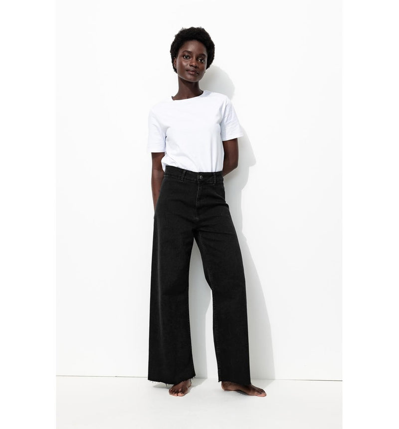 Hector Pantalon Large Femme - Noir Uni Fonce