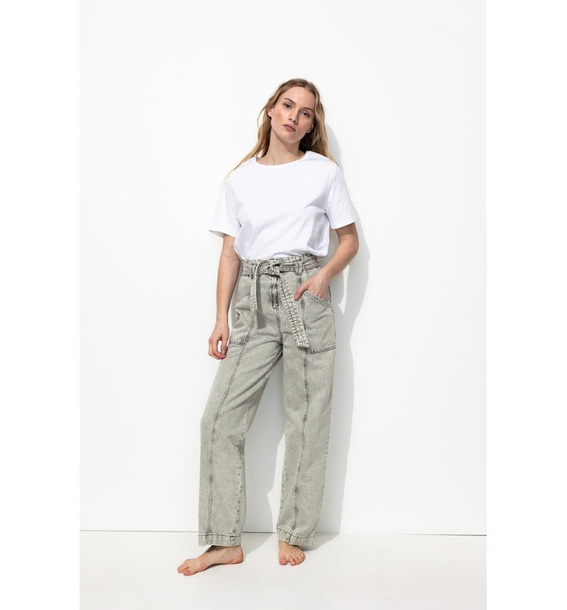 Jean Workwear Taille Haute - Jeans Uni Clair