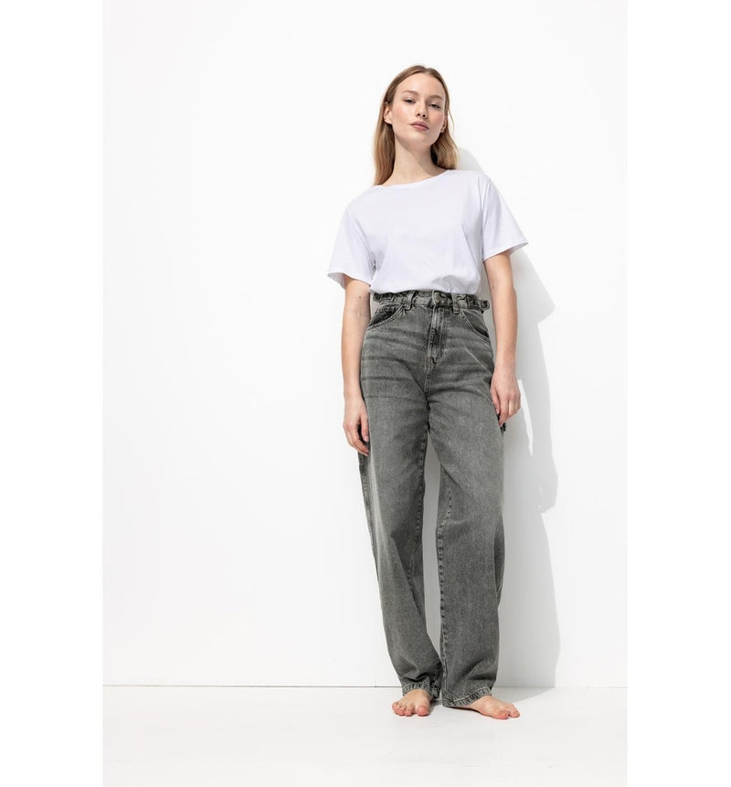 Jean Large Charpentier Femme - Jeans Uni Clair