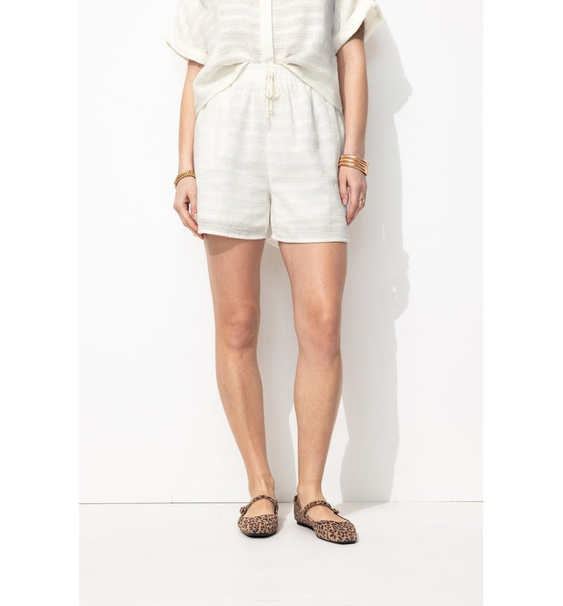 Short Taille Haute Femme - Naturel Uni Clair