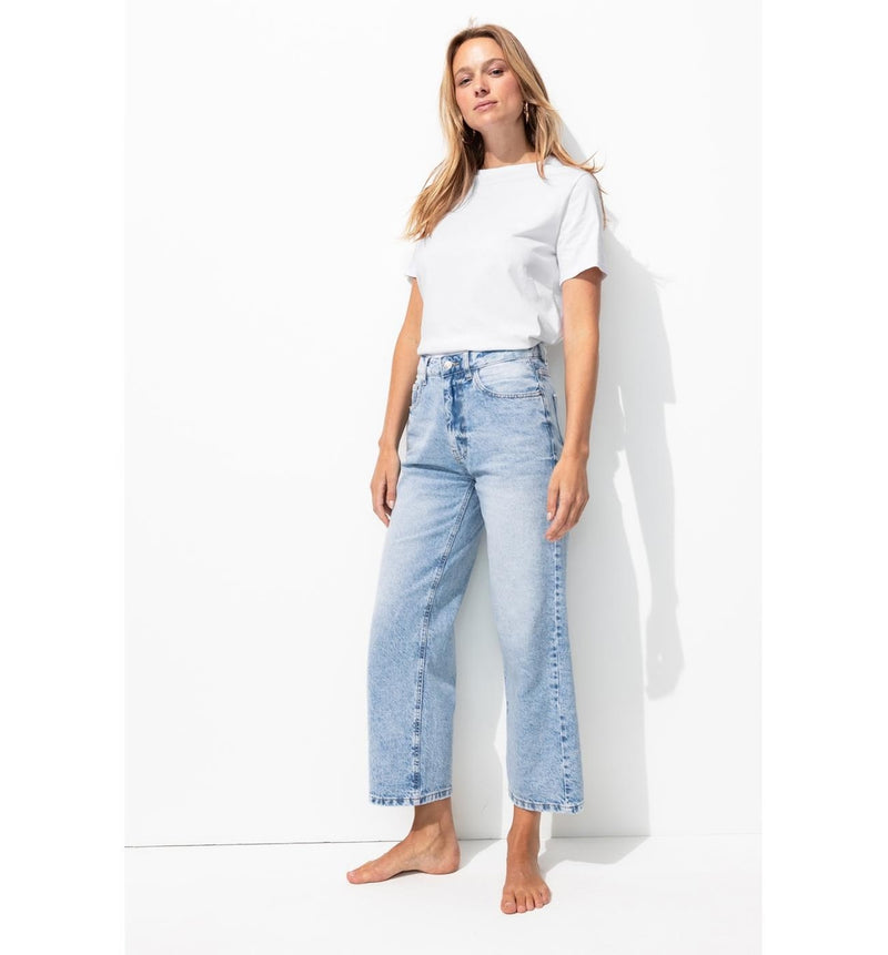Jean Droit 7/8è Femme - Jeans Uni Clair
