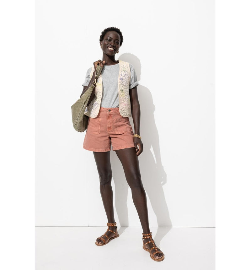 Short en Jean de Couleur Femme - Rose Uni Colore