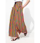Pantalon Rayé Large et Court - Multicolore Raye