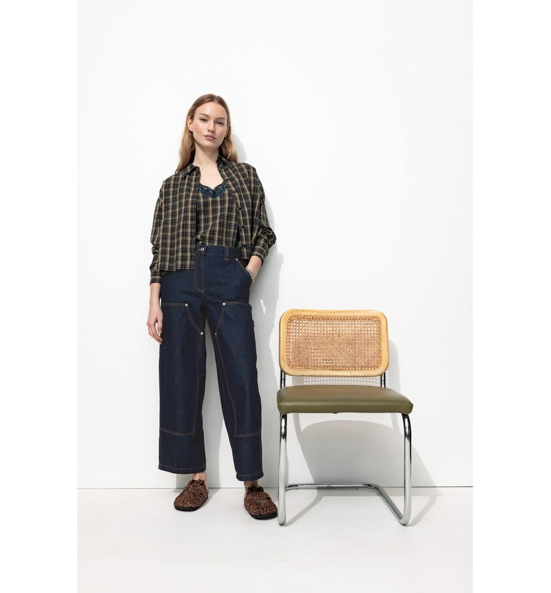 Jean Large Cargo Femme - Jeans Uni Fonce