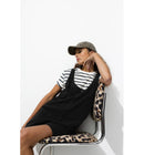 Combishort en Gaze de Coton - Noir Uni Fonce