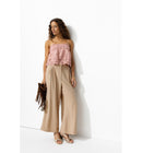 Pantalon Large à Pinces Femme - Naturel Uni Clair