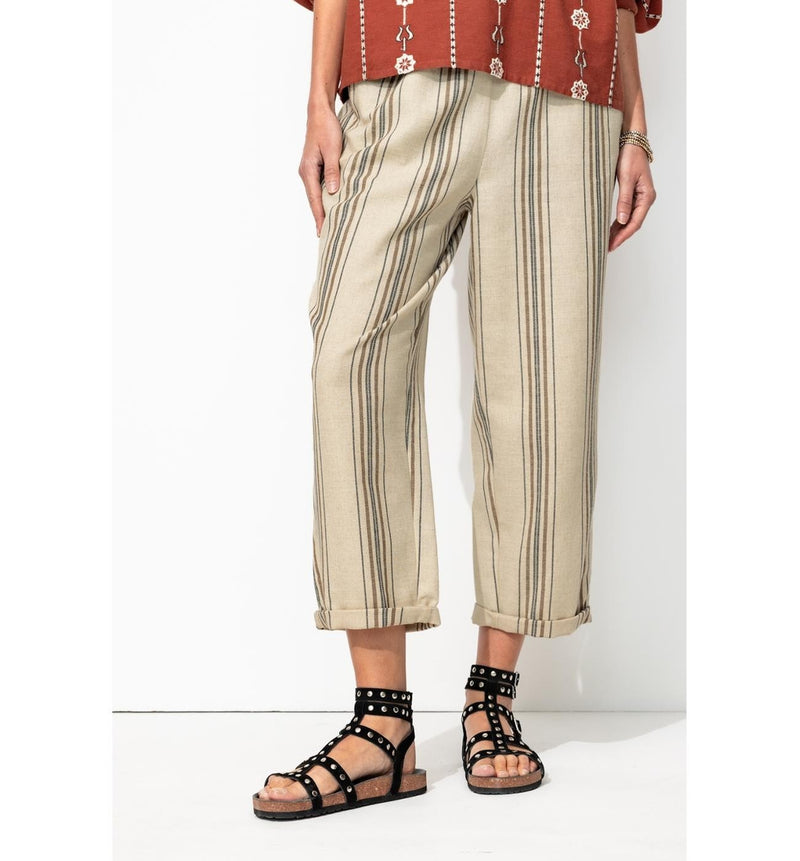 Pantalon Court Rayé Femme - Multicolore Imprime