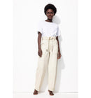 Pantalon Barrel Taille Haute - Naturel Uni Clair