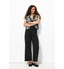 Pantalon Large en Coton Femme - Noir Uni Fonce