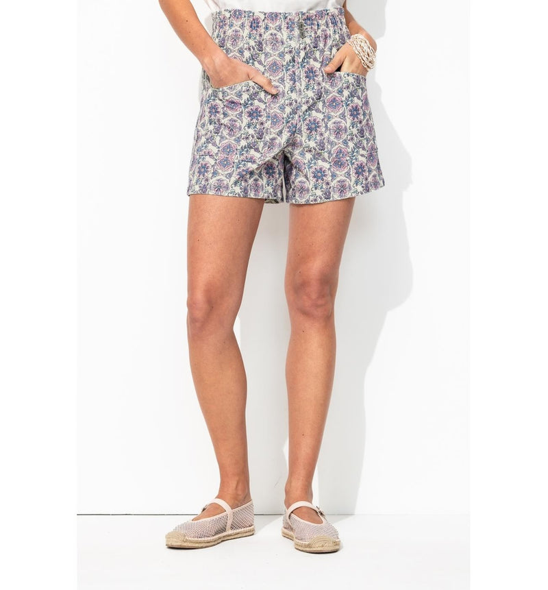 Short en Toile Imprimée Femme - Multicolore Imprime