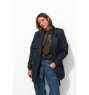 Trench Court Ceinturé Femme - Bleu Uni Fonce