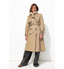 Trench Long Ceinturé Femme - Naturel Uni Clair