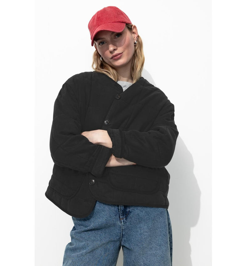 Veste Matelassée Femme - Noir Uni Fonce