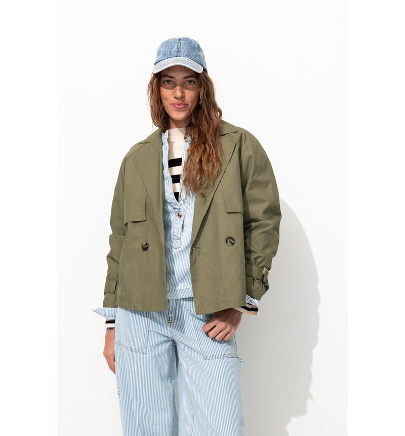 Veste Trench Femme - Kaki Uni Fonce