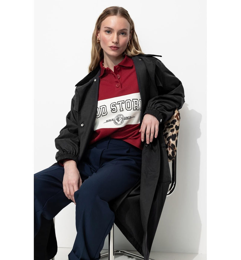 Trench Coupe-vent Femme - Bleu Uni Fonce