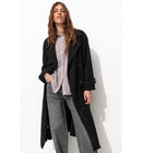 Trench Long Ceinturé Femme - Noir Uni Fonce