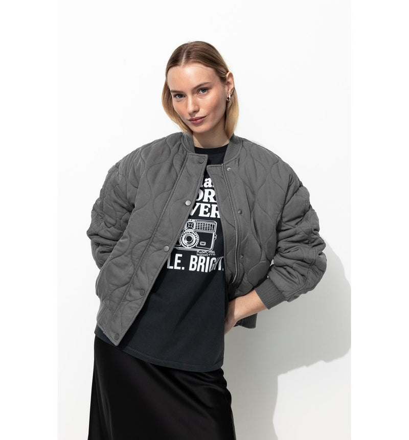 Bomber en Lyocell Matelassé - Gris Uni Fonce