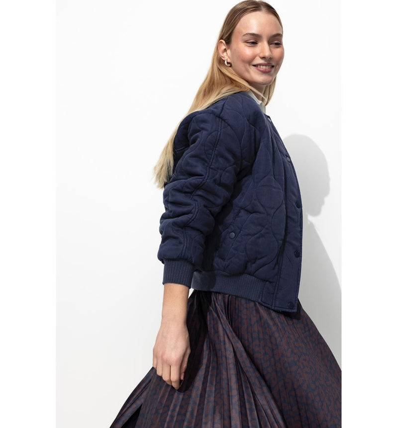 Bomber en Lyocell Matelassé - Bleu Uni Fonce