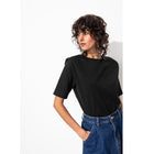 T-shirt à Épaulettes Femme - Noir Uni Fonce
