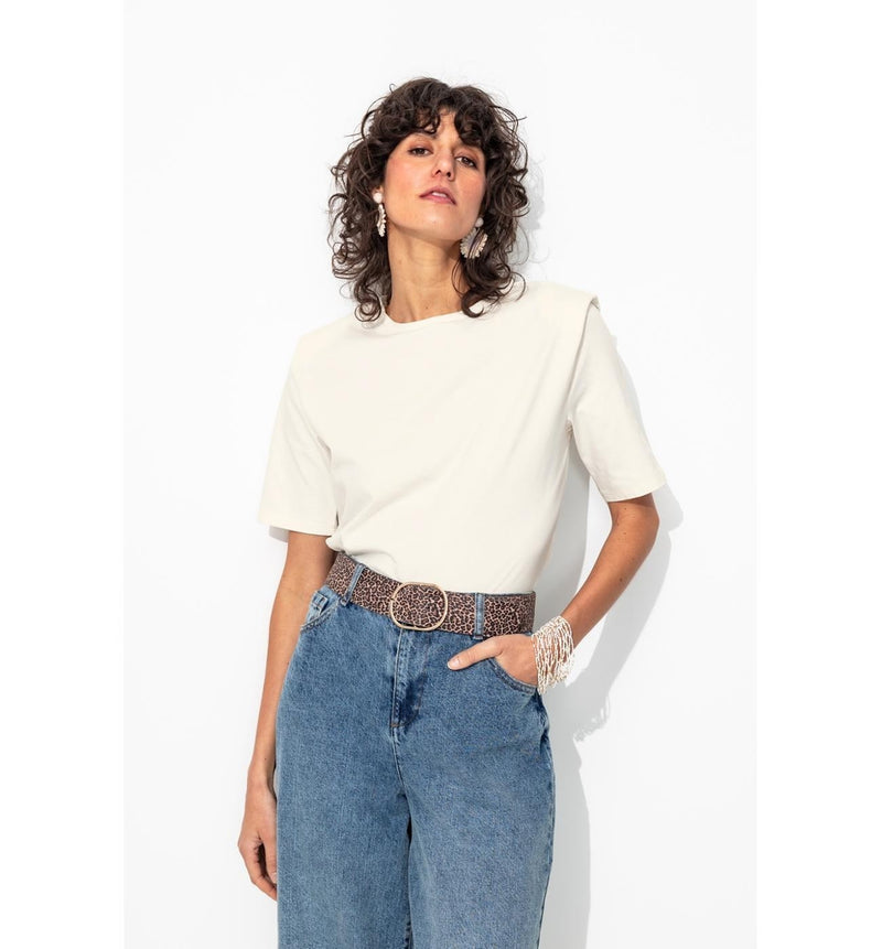 T-shirt à Épaulettes Femme - Naturel Uni Clair