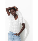 T-shirt Effet Dentelle Femme - Naturel Uni Clair