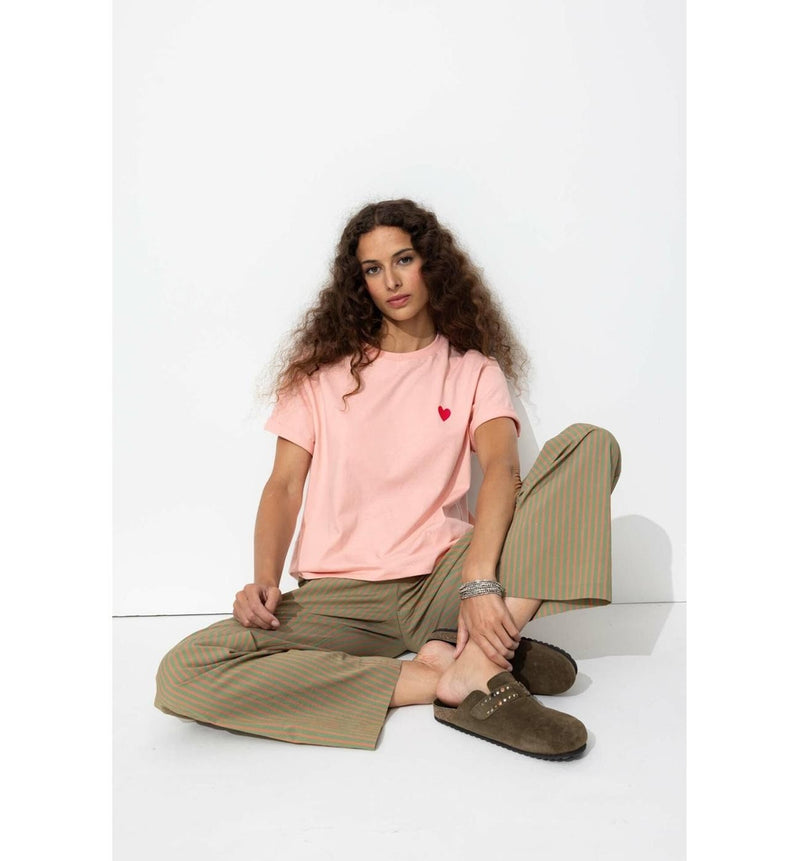 T-shirt Coeur Femme - Rose Uni Colore