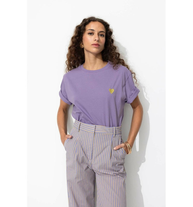 T-shirt Coeur Femme - Violet Uni Colore