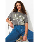 T-shirt Oversize à Message - Gris Imprime