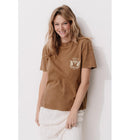 T-shirt Motif Dos Femme - Marron Imprime