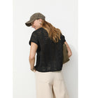 T-shirt Broderie Anglaise - Noir Uni Fonce