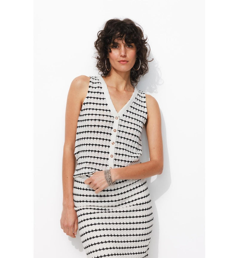 Gilet sans Manches Femme - Noir Raye