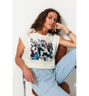 T-shirt à Sequins Femme - Naturel Imprime