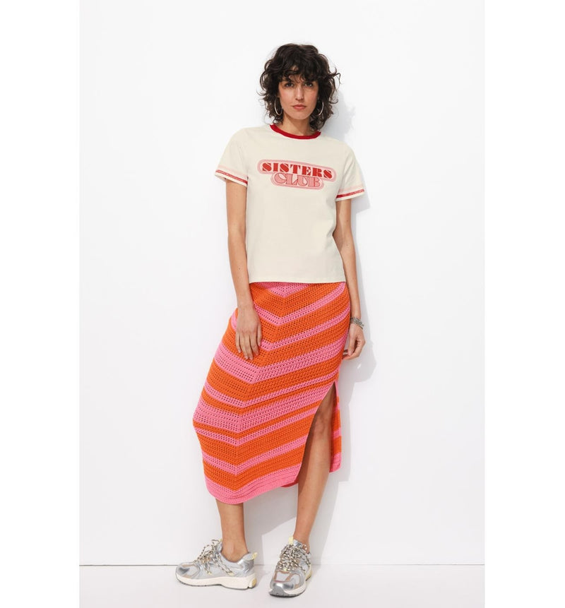T-shirt Sisters Club - Naturel Imprime