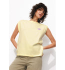 T-shirt à Écusson Femme - Jaune Uni Colore