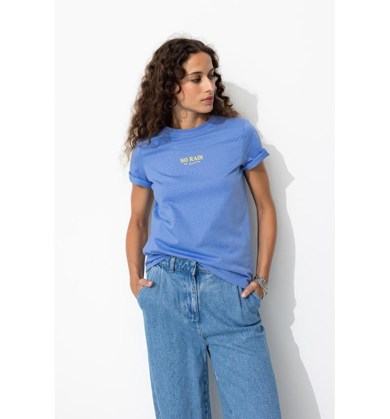 T-shirt à Message Femme - Bleu Imprime