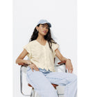 T-shirt Effet Dentelle Femme - Naturel Uni Clair