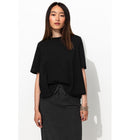 T-shirt Uni Évasé Femme - Noir Uni Fonce