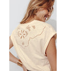 T-shirt Détail Brodé Dos - Blanc Uni Clair