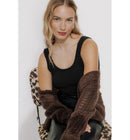 Chaleureusement Top Femme - Noir Uni Fonce
