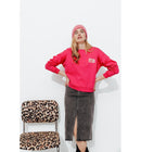 Sweat-shirt à Message Femme - Rose Uni Colore