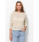 T-shirt en Maille Filet Femme - Naturel Uni Clair