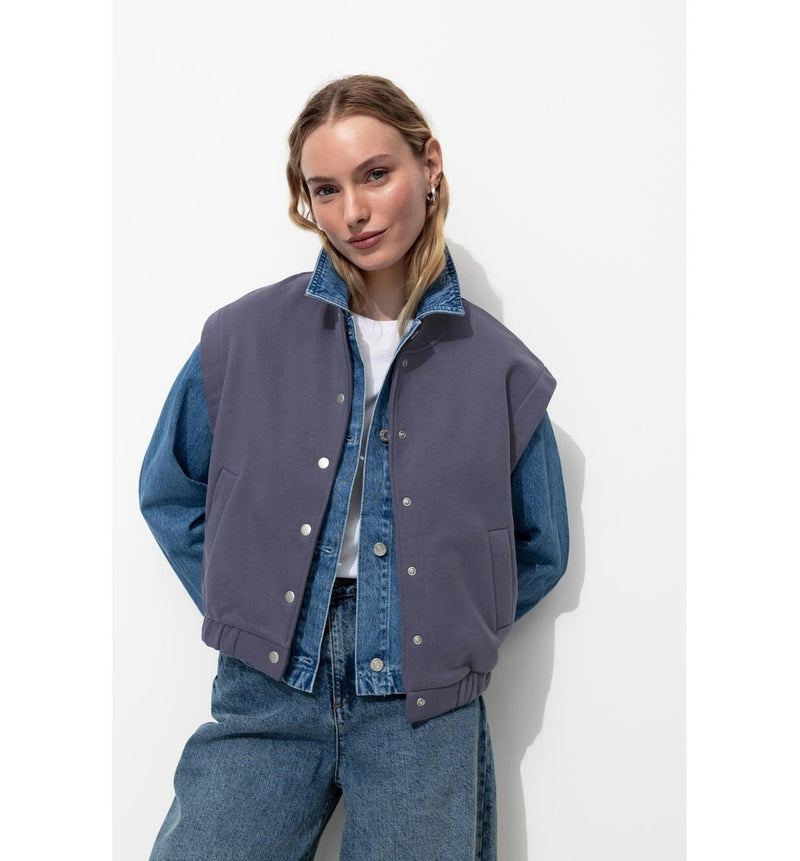 Teddy sans Manches en Molleton - Bleu Uni Colore