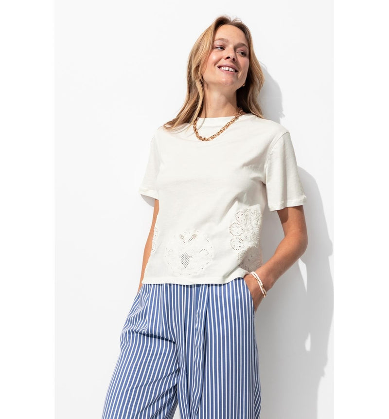 T-shirt Col Rond Femme - Naturel Uni Clair