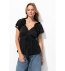 T-shirt à Volants en Jersey - Noir Uni Fonce