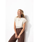 T-shirt Détail Dentelle Femme - Naturel Uni Clair