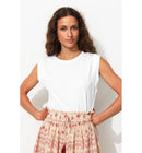 T-shirt sans Manches Côtelé - Naturel Uni Clair