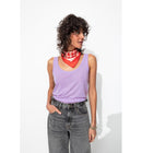 Débardeur en Lin Mélangé Femme - Violet Uni Colore