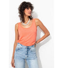 Débardeur en Lin Mélangé Femme - Orange Uni Colore