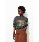 Sweat-shirt Oversize Pailleté - Gris Imprime