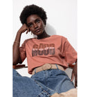 T-shirt à Message Femme - Marron Imprime